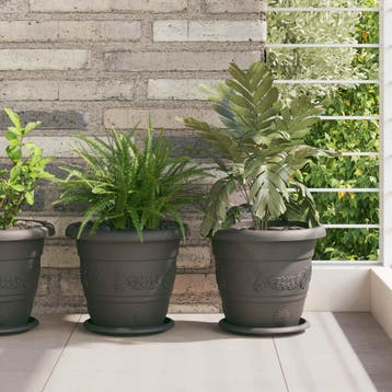 vidaXL Plantenpotten 24 st Zwart Ø 26 x 21.5 cm Kunststof, Verzenden