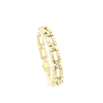 Bicolor gouden Bismarck schakelarmband, Ophalen of Verzenden