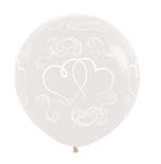 Ballonnen Crossed Hearts Crystal Clear 61cm 3st, Verzenden, Nieuw