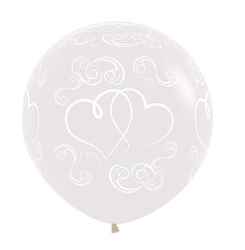 Ballonnen Crossed Hearts Crystal Clear 61cm 3st, Verzenden