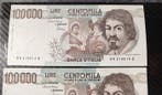Italie. - 6 x 100.000 Lire Caravaggio I tipo. Serie