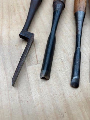 Ciseaux à bois japonais – 8 outils vintage – profils droits,