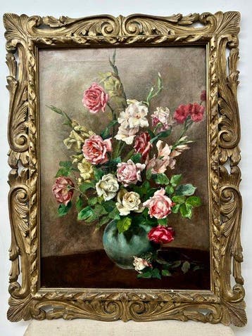 Italiaanse school (XIX) - Grande Composizione floreale - XL, Antiek en Kunst, Kunst | Schilderijen | Klassiek