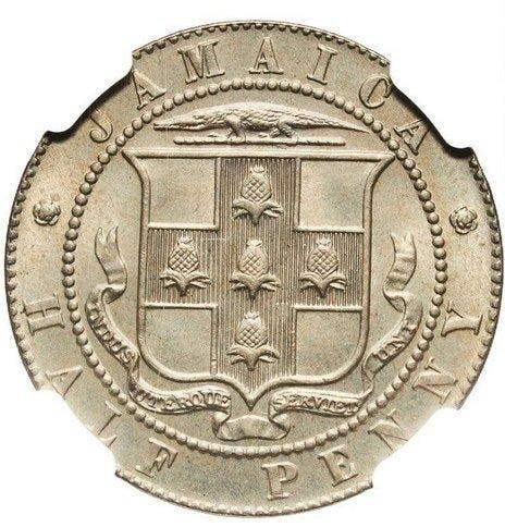 Jamaica. George V. 1/2 Penny 1928 - NGC MS64, Postzegels en Munten, Munten | Europa | Niet-Euromunten