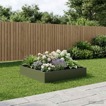 vidaXL Plantenbak Olijfgroen 100 x 100 x 20 cm Koudgewalst, Verzenden, Nieuw