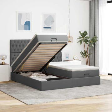 vidaXL Ottoman bed met matrassen 160x200cm stof donkergrijs, Verzenden, Nieuw