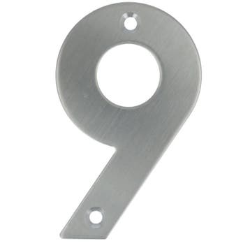 Huisnummer 9 opschroefbaar 100 mm rvs, Nieuw, Overige materialen, Klink of Kruk