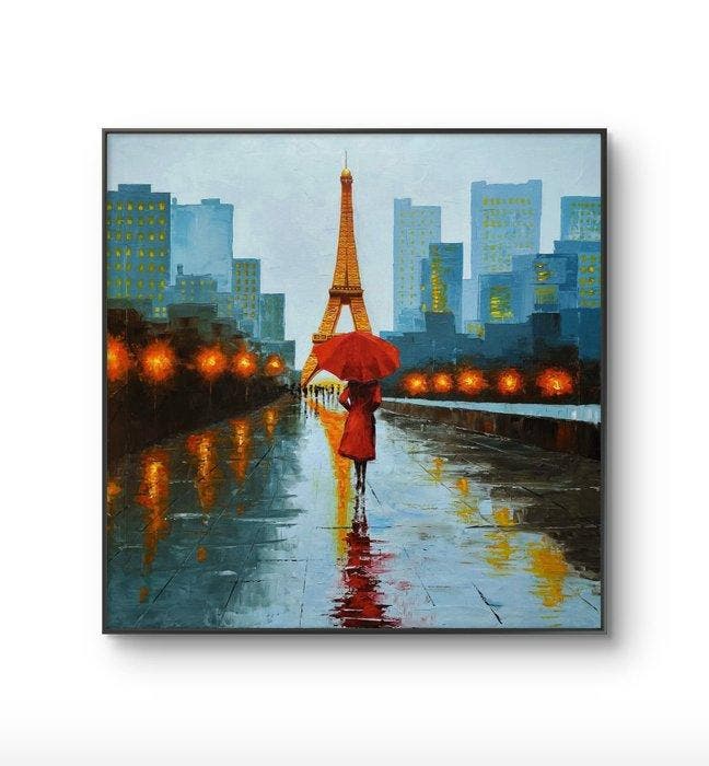 Cristian Mesa Velazquez (XX-XXI) - Bajo la Lluvia de París, Antiek en Kunst, Kunst | Designobjecten