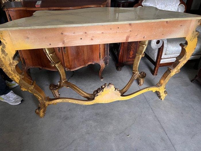 Console (2) - Bois, Marbre, miroir - Console avec miroir, Antiquités & Art, Antiquités | Autres Antiquités