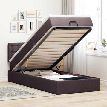 vidaXL Bed poef met matras en LEDs 90x200 cm stof, Verzenden, Nieuw