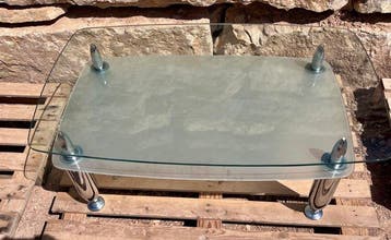 Bijzettafel - Glas, Chroom - 110x65x45 cm