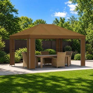 vidaXL Prieel 4 × 3 m Taupe Polyester en Staal 190 gsm, Verzenden