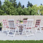 vidaXL Tuinstoelkussens 6 st 120x50x3 cm stof ruitpatroon, Verzenden