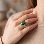 Ring - 14 karaat Geel goud - 16.86ct. tw. Opaal - Diamant, Nieuw