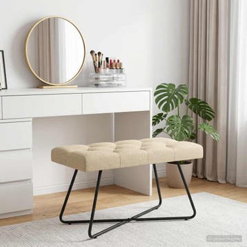 vidaXL Bank met knopen tufting Crèmekleurig 80 x 40 x 46 cm, Verzenden
