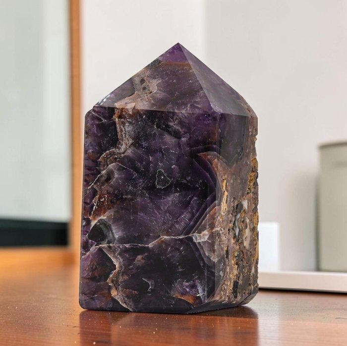 KAMR GEM Chevron Amethistpunt 135mm Gepolijste, Collections, Minéraux & Fossiles