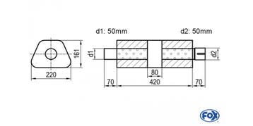 FOX Uni-geluiddemper trapeziumvormig met kamer + sok - Afwij, Verzenden