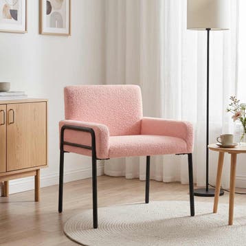vidaXL Accentstoel Roze Bouclé, Verzenden, Nieuw