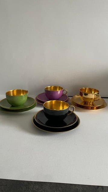 Limoges - Koffieservies (12) - Porselein, Verguld - Limoges