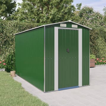 vidaXL Tuinschuur 192x357x223 cm gegalvaniseerd staal groen, Verzenden