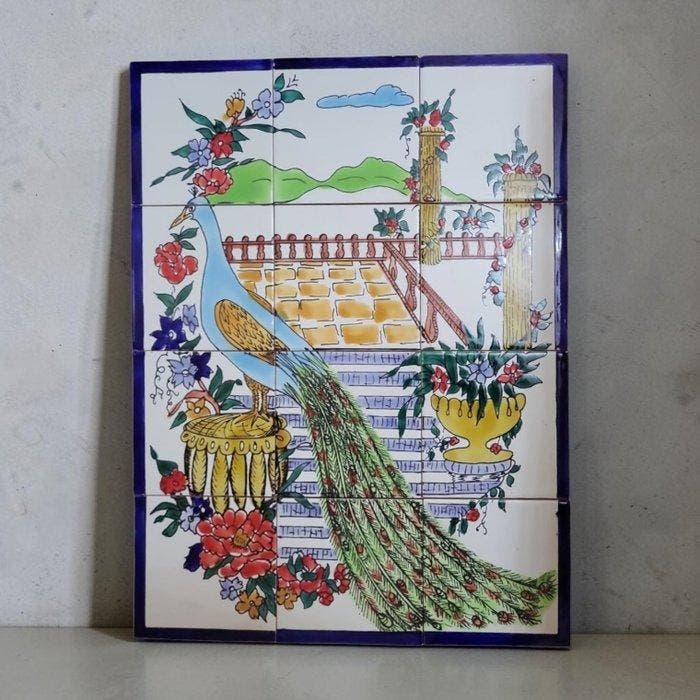 Tegel - Tunesisch keramisch wandpaneel - 12 met de hand, Antiek en Kunst, Kunst | Niet-Westerse kunst