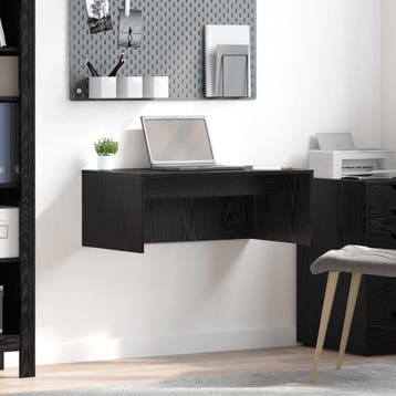 vidaXL Aan de muur bevestigd bureau Zwart Eiken Bewerkt hout, Verzenden