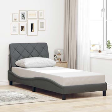 vidaXL Bedframe zonder matras 90x190 cm stof donkergrijs, Verzenden