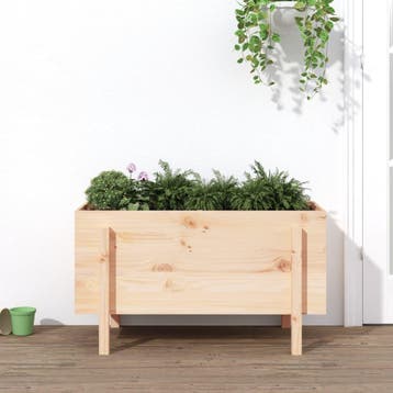 vidaXL Plantenbak verhoogd 101x50x57 cm massief grenenhout, Verzenden, Nieuw