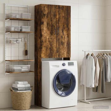 vidaXL Toiletkast HAARLEM Gerookt eiken 66 x 25,5 x 190 cm, Verzenden, Nieuw