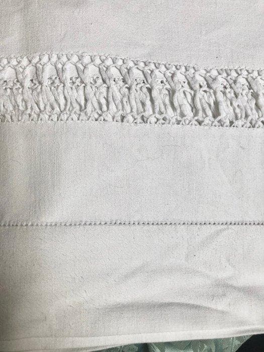 Laken - 300 cm - 270 cm - Museaal linnen laken, Antiek en Kunst, Antiek | Tapijten, Tafelkleden en Textiel