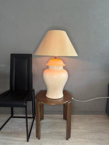 Lampadaire colonne - Laiton, tissu, Céramique - Grande jarre, Huis en Inrichting, Nieuw