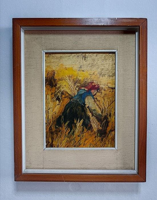 Scuola italiana macchiaiola (XX) - Spigolatrice, Antiek en Kunst, Kunst | Schilderijen | Klassiek