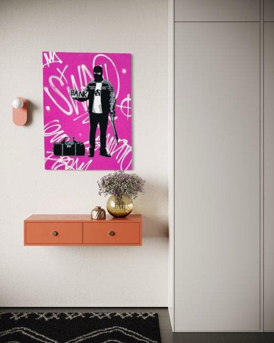 Sinao - Hitch Hiker [100% handmade], Antiek en Kunst, Kunst | Schilderijen | Modern