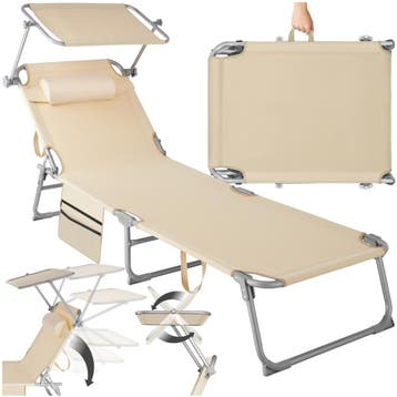 Ligbed Chloé 4-niveaus, met hoofdkussen - beige, Tuin en Terras, Tuinsets en Loungesets, Verzenden, Nieuw