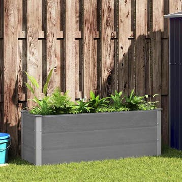 vidaXL Plantenbak verhoogd 150x50x54 cm HKC grijs, Verzenden, Nieuw