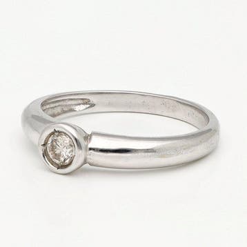 Bague - 14 carats Or blanc Diamant (Naturelle) - Solitair, Handtassen en Accessoires, Ringen, Nieuw
