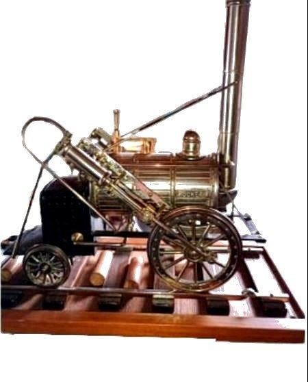 Stoommachine - Messing, Hout - 1970-1980 - ROCKET Messing, Antiek en Kunst, Antiek | Speelgoed