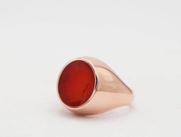 Ring - 9 kt. Roségoud Carneool, Bijoux, Sacs & Beauté, Bagues