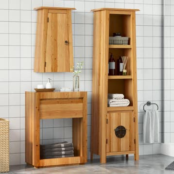 vidaXL 2-delige Badkamermeubelset massief grenenhout, Huis en Inrichting, Badkamer | Badkamermeubels, Verzenden, Nieuw