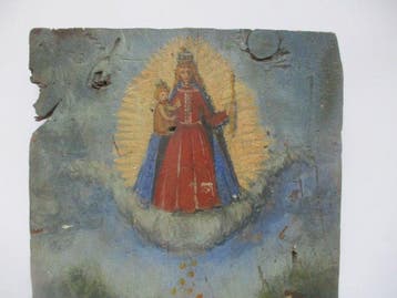 Ex-voto - Bois - 1800-1850 - Image miraculeuse 1809, Antiek en Kunst