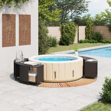 vidaXL Hottub-ombouw poly rattan en massief acaciahout zwart, Verzenden