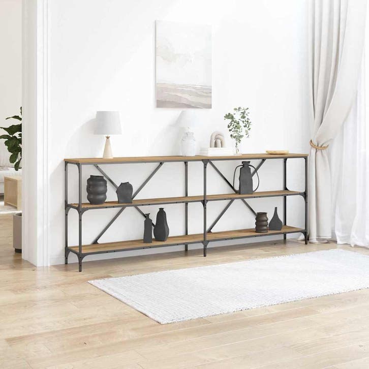 vidaXL Wandtafel Ambachtelijk Eiken 200 x 30 x 75 cm Bewerkt, Huis en Inrichting, Tafels | Bijzettafels, Nieuw, Verzenden