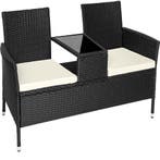 tectake Wicker tuinbank met tafel - zwart/beige, Verzenden, Nieuw