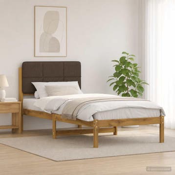 vidaXL Bedframe met gestoffeerd hoofdbord Whitewash en taupe, Verzenden, Nieuw