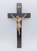 Crucifix - Hout - 1850-1900 - Handgegraveerde Corpus Christi, Antiek en Kunst