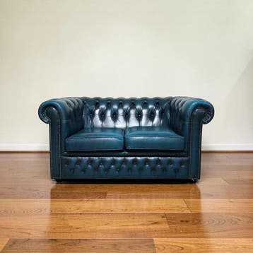 Chesterfield style - Sofa - club - Leder, Hout - vintage, Antiek en Kunst