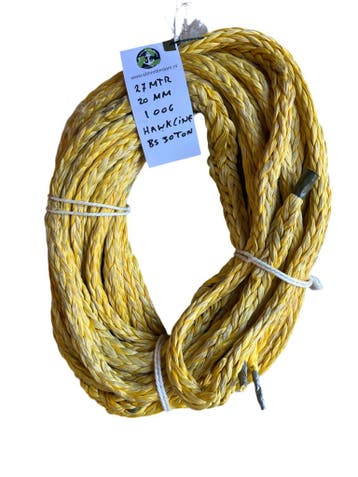 Hawk-Line Touw UHMWPE 27MTR 20MM 30Ton 1 Oog  Meertouw /..., Watersport en Boten, Verzenden, Nieuw