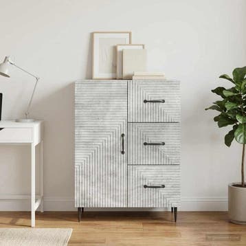 vidaXL Dressoir met lade Betongrijs 66 x 34,5 x 89,5 cm, Huis en Inrichting, Kasten | Dressoirs, Verzenden, Nieuw