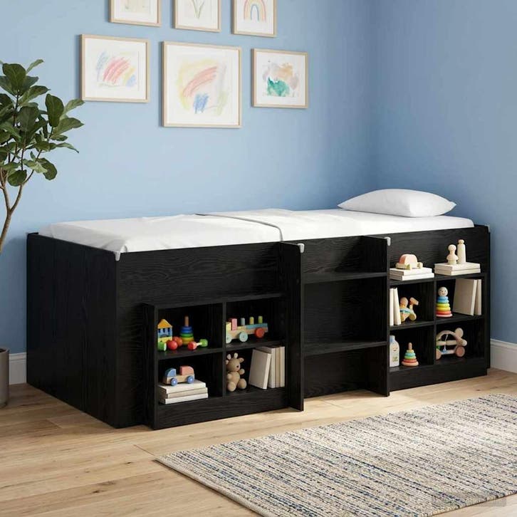 vidaXL Kinderhoogslaper 2 pcs Zwart eiken 193 x 96,1 x 68,5, Huis en Inrichting, Slaapkamer | Bedden, Nieuw, Verzenden