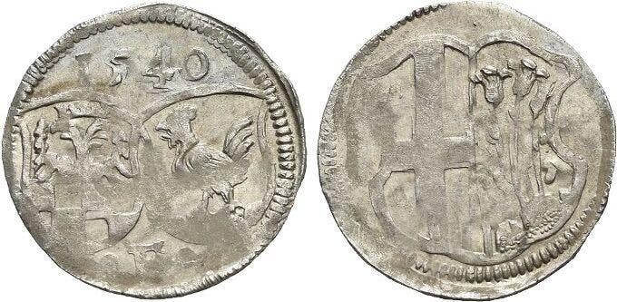 Dreier 1540 Fulda-bistum Johann Iii von Henneberg 1521-1542, Timbres & Monnaies, Monnaies | Europe | Monnaies non-euro, Envoi